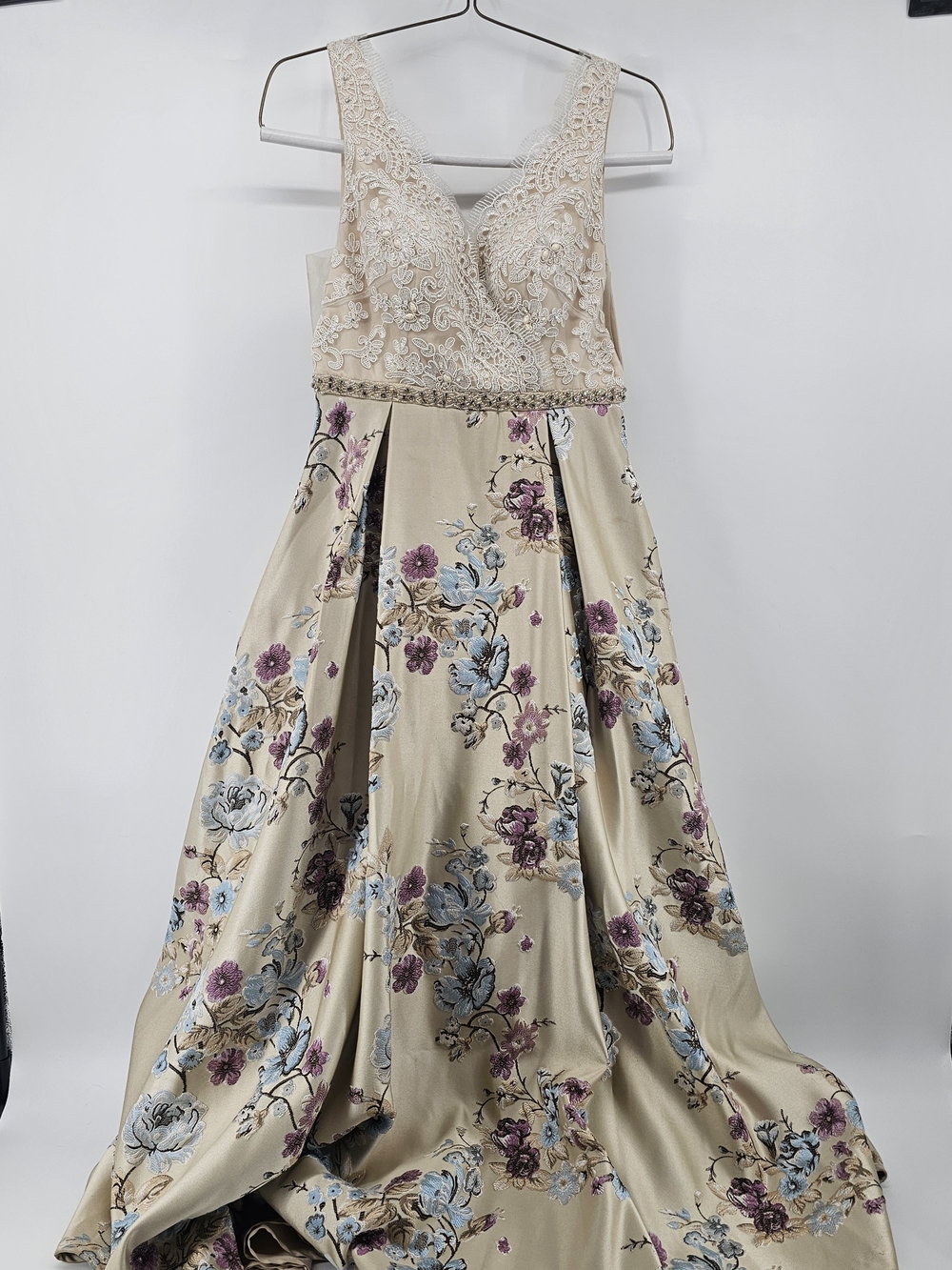 Dave & Johnny Floral Brocade Lace Bodice Prom Formal Gown Dress Size 7/8 No Alt.